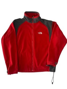 The North Face Khumbu Jacket Red Gray Full Zip Fleece Men’s Large
